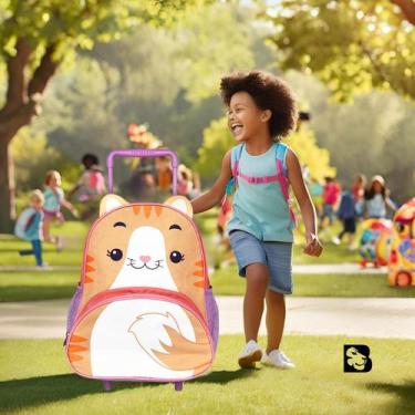 Imagem de Mochila Com Rodinhas Infantil Para Escola Passeio Impermeável Com Bols