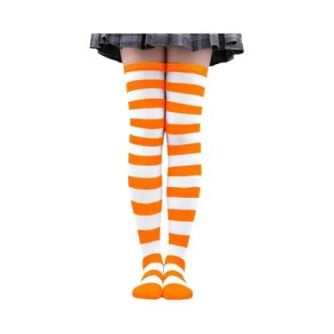 Imagem de Meias Altas Listradas Coloridas Para Mulheres, Meias De Natal E Hallow