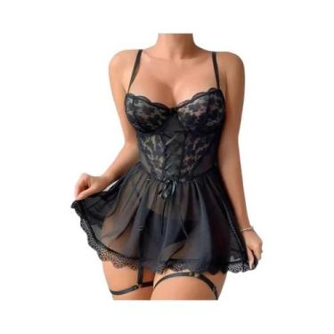 Imagem de Conjunto De Lingerie plus Size Feminina Exquisita Com Sutiã, Tanga, Ci