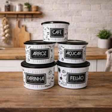 Imagem de Potes Kit 5 e Mantimentos Plástico Herméticos - Potes Tapoer Cozinha- 