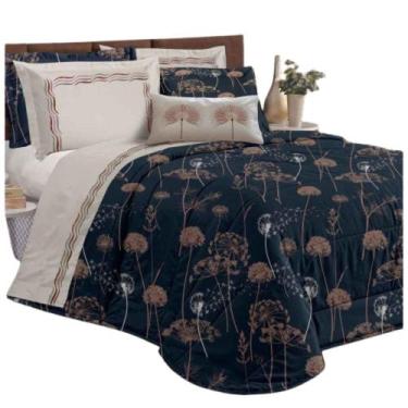 Imagem de Kit Edredom e Lençol Sorrento Queen Dupla face 9 Peças - 80% Algodão, 