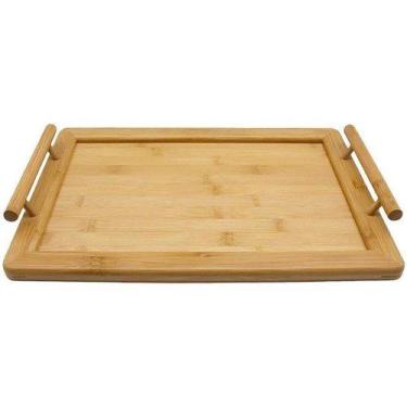 Imagem de Bandeja para Servir Retangular Hauskraft Bambu - 45x30cm, Marrom