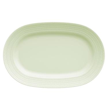 Imagem de Travessa G 34x22 cm Relevo Chevron Verde Germer Porcelanas