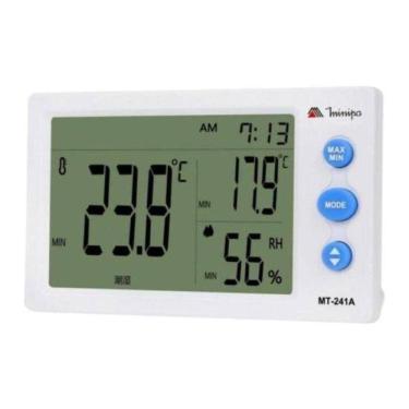 Imagem de Relógio Termo Higrômetro MT241A com Leitura de Temperatura Interna e Externa e Registro...