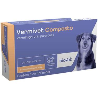Imagem de Vermivet Composto Biovet Vermífugo para Cães - 4 Comprimidos
