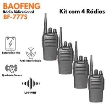 Imagem de Kit 4 Rádio Baofeng BF-777S  Comunicação Clara e Potente para Uso Prof