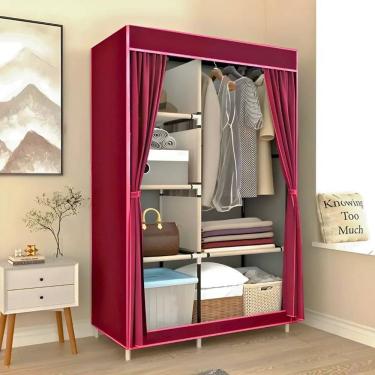 Imagem de Guarda Roupa Vinho Closet Multiuso Organizador Com Capa