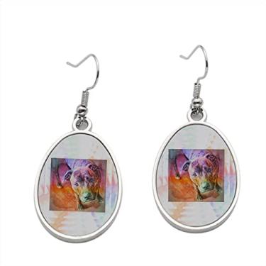 Imagem de Lindo brinco colorido de fundo de plash Pit Bull - Brincos pendentes para meninas - Presente de festa de aniversário dos namorados