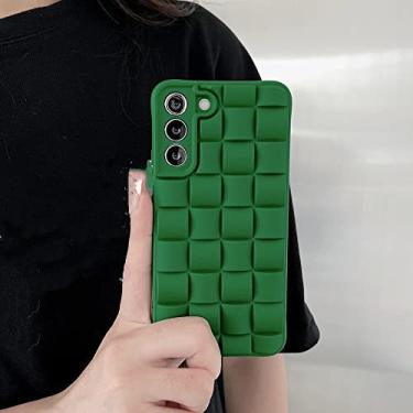 Imagem de Capa de telefone de luxo 3D de silicone macio fosco para Samsung S22 Ultra S21 Plus S22 Cubo de cor sólida tampa traseira, verde, para S22 Ultra