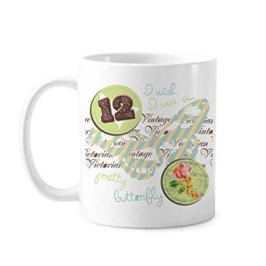 Imagem de Caneca moderna de cerâmica cerâmica para café Art Deco, carimbos e borboletas