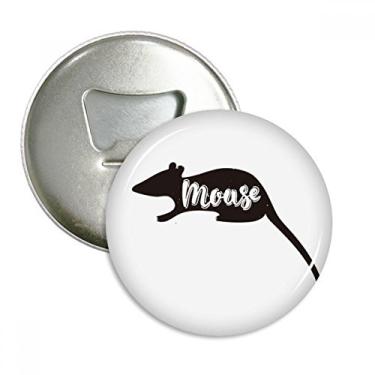 Imagem de Mouse preto e branco animal abridor de garrafas ímã de geladeira emblema multifuncional