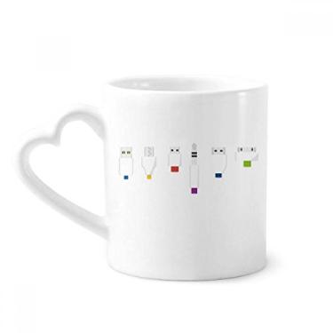 Imagem de Tomada plugue cabo de carregamento padrão caneca café cerâmica copo de coração de vidro