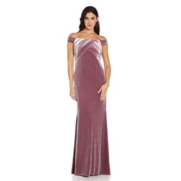 Imagem de Adrianna Papell Vestido feminino de veludo elástico, Rosa antiga, 52
