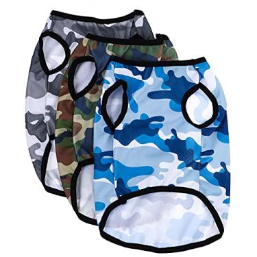 Imagem de Camisa de camuflagem para cães 3 peças, camisetas confortáveis de camuflagem para filhotes de cachorro roupas respiráveis colete adorável vestuário para animais de estimação