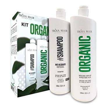 Imagem de Escovas Semi Definitiva Troia Hair Organica 2 X 1000ml Cabelo Liso Sem Formol Em 12x S/Juros