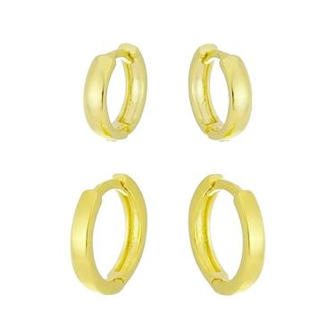 Imagem de Conjunto De Brincos Argolas 1º E 2º Furo Banhado A Ouro