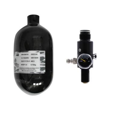 Imagem de Tanque de fibra de carbono HPA - 48Ci/4500Psi LITE, com válvula reguladora de saída 2200psi, estação de enchimento Pcp, cilindro de gás, caça de paintball para arma de rifle de ar PCP Daystate e rosca FX M18 * 1,5