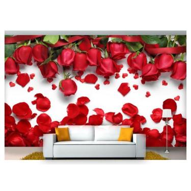 Imagem de Papel De Parede Flores Rosas Romantico 3D Nfl142 - Você Decora