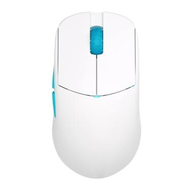 Imagem de Mouse para jogos sem fio Lamzu Atlantis Mini Pro, ultraleve de 51 g, botão mecânico, simétrico, 26000 DPI, MCU Nordic 52840, sensor PAW3395, compatível com 4K, para jogadores pequenos - branco Polar