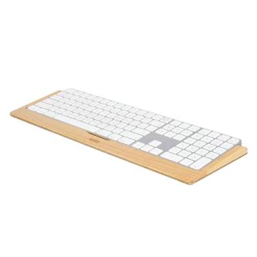 Imagem de SAMDI Bandeja de teclado de madeira, base de suporte Apple iMac, suporte de teclado de aço inoxidável/madeira para plataforma de montagem de teclado Magic - A-Maple