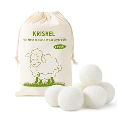 Imagem de Bolas para secadora de lã pacote com 6 bolas GG para secadora de roupa, lã da Nova Zelândia, amaciante natural de tecido orgânico, encurta o tempo de secagem, seguro para bebês, reduz rugas