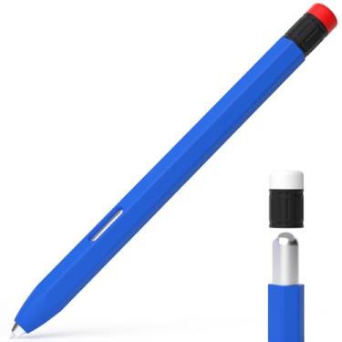 Imagem de AZF Capa compatível com S Pen, capa ultra para Samsung Galaxy Tab S7/S7+/S7 FE/S8/S8+/S8 Ultra/S9/S9+/S9, capa protetora de silicone com design clássico, suporta carregamento magnético (azul)