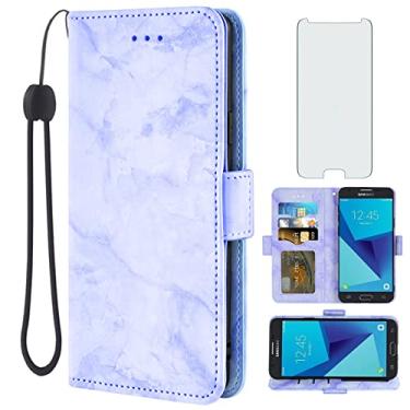 Imagem de Asuwish Capa compatível com Samsung Galaxy J7 Prime 2017 J 7 Skypro Sky Pro J7V V S727VL e protetor de tela de vidro temperado com suporte de cartão, capas de telefone de mármore para Glaxay Halo 7J