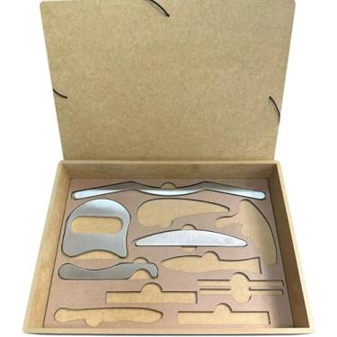 Imagem de Kit com 4 Instrumentos de Liberação Miofascial Massagem Massageador Iastm Guidom - Soco - Gancho - Meia Lua em Aço Inox + Case
