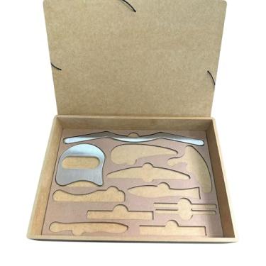 Imagem de Kit com 2 Instrumentos de Liberação Miofascial Massagem Massageador Iastm Guidao - Guidom e Soco - Soqueira em Aço Inox