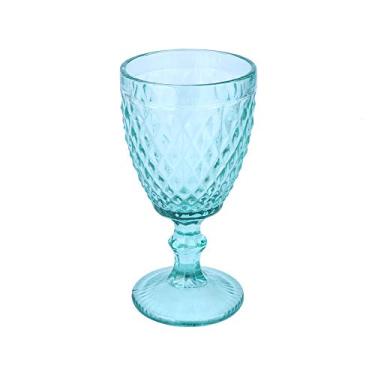 Imagem de CJ 6 TAÇAS P/ÁGUA DE VIDRO BICO DE ABACAXI AZUL TIFFANY 260ml