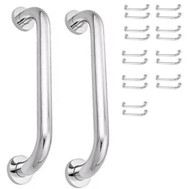 Imagem de Alça Apoio Inox 20 unidades Barra 30cm Banheiro Idoso Acessibilidade C