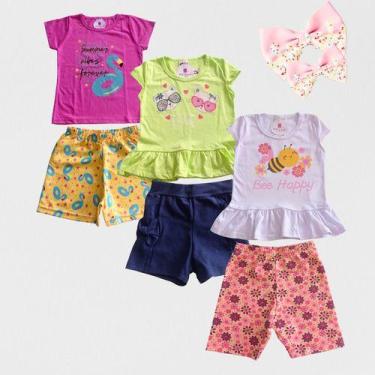 Imagem de Kit De Roupa Infantil Menina 6 Peças 3 Conjunto + Presente - Kitilica 
