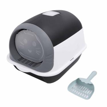 Imagem de Caixa de Areia para Gatinhos Coberta de Limpeza Fácil, Material Plástico, Design de Espaço Extra Grande, Bandeja de Areia Fechada e Resistente Com Colher para Gatos Internos