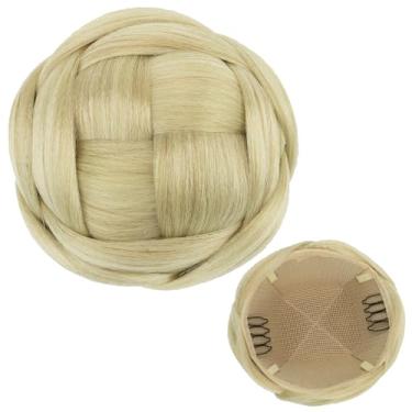 Imagem de IMISSU Capa de cabelo de dançarina de chignon trançado tamanho médio rosquinhas acessórios de cabelo scrunchies coque peruca updo (Loira Suja)