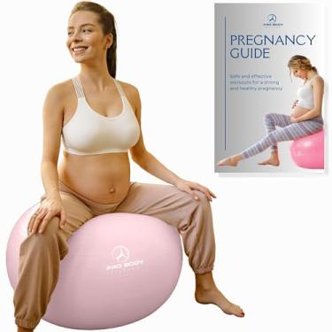 Imagem de ProBody Pilates Bola de gravidez - Bola de ioga para gravidez com livro, exercício pré-natal, parto e pós-natal (rosa, 65 cm)