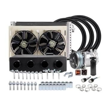 Imagem de 12v 24v a/c ar condicionado evaporador radiador kit compressor compatível para muscle car caminhão van trator escavadeira motorhome peças ac(24V Single Cool)