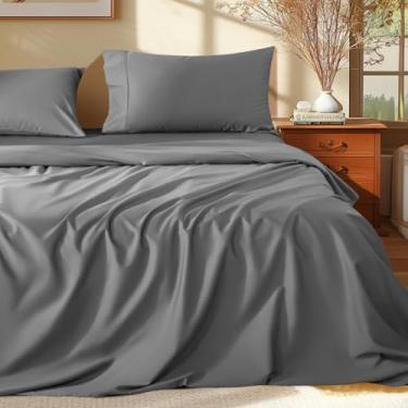 Imagem de Conjunto de lençóis Queen Size 100% algodão egípcio Shilucheng - 1000 fios, lençóis de cama de algodão luxuoso, roupa de cama e fronhas respiráveis e refrescantes, bolso profundo de 40,6 cm - 4 peças