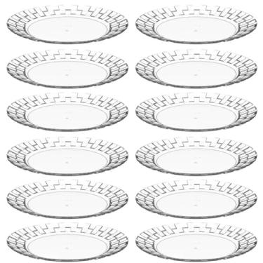 Imagem de Conjunto 12 Pratos Grandes Plástico Resistente 26cm Transparentes Crippa