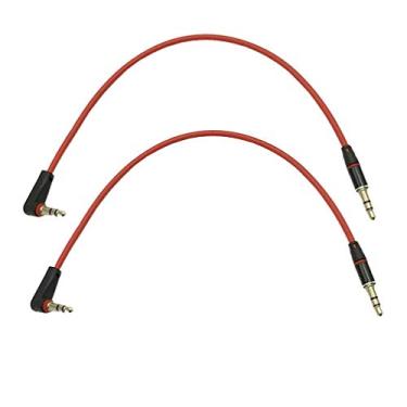 Imagem de MMNNE 2 pacotes de 10 polegadas 3,5 mm auxiliar estéreo cabo de áudio para conector 90 graus ângulo direito para iPhone, iPod, iPad, smartphones, tablets e alto-falantes