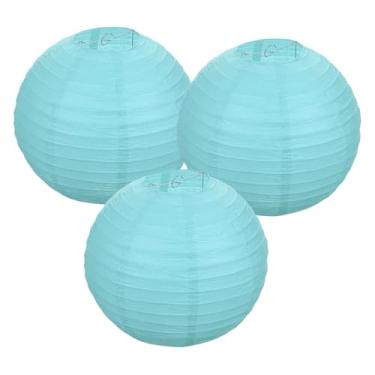 Imagem de PATIKIL Lanternas de papel redondas 30 cm/12, pacote com 3 lanternas decorativas penduradas, decoração de festa para aniversário, casamento, chá de panela, decoração de casa, azul lago