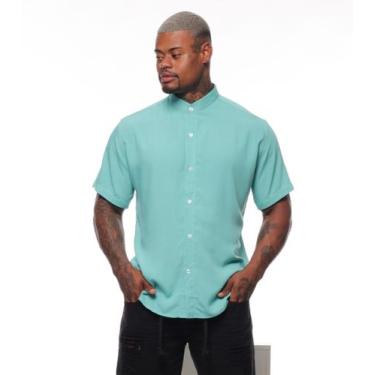 Imagem de Camisa Masculina Gola Padre Lisa Tecido Linho - Volgue Clothing, Camis