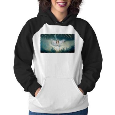 Imagem de Moletom Feminino Anjo do tempo - Foca na Moda, Branco, Preto, GG