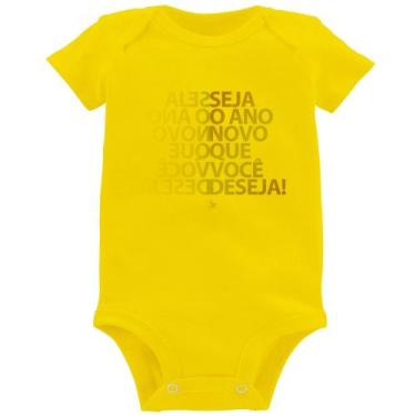Imagem de Body Bebê Seja o ano novo que você deseja! - Foca na Moda, Amarelo, GG