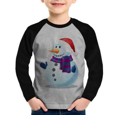 Imagem de Camiseta Raglan Infantil Boneco de neve Manga Longa - Foca na Moda, Ci