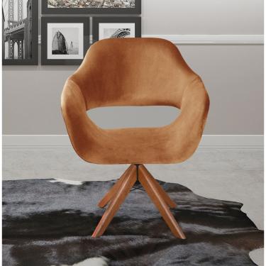 Imagem de Poltrona Decorativa Zara Pé Giratório de Madeira Sala Recepção