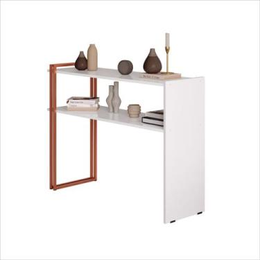 Imagem de Aparador Decorativo Lizzy Branco Detalhes Metálicos Rosê - MS - Marcel