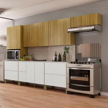 Imagem de Cozinha Completa Insel 12 Portas 4 Gavetas Freijó/ártico - Pnr Móveis,