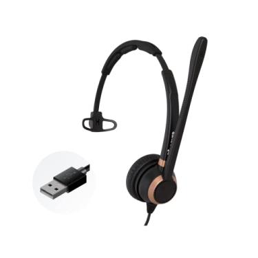 Imagem de Discover D711U Fone de ouvido profissional com fio USB para PC, laptop, Mac, Skype, ditado de voz ou softphone - microfone com cancelamento de ruído