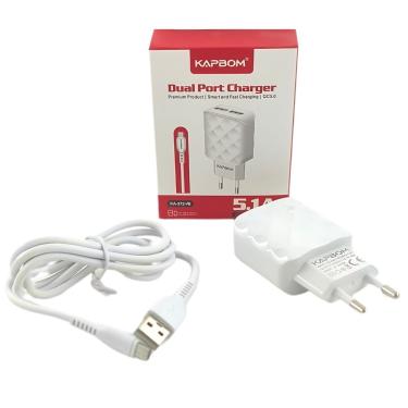 Imagem de Fonte Para Carregamento De Baterias Universal Turbo 5.1a Com Usb Duplo E Cabo V8 Incluso