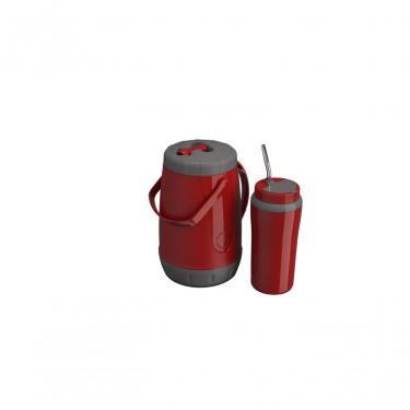 Imagem de Kit Tererê Unitermi Garrafa Térmica 2,5l + Copo Térmico 650ml + Canudo De Inox Vermelho